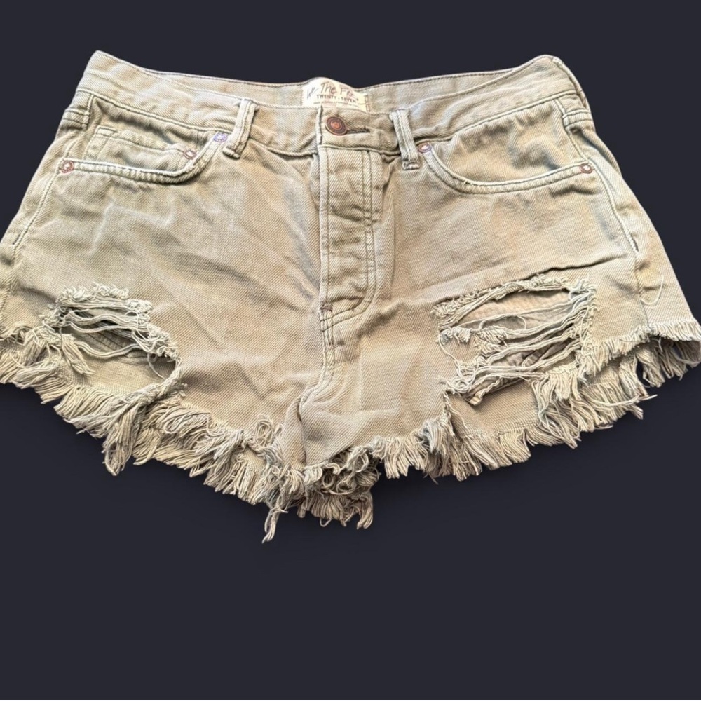 Distressed Tan Women Shorts